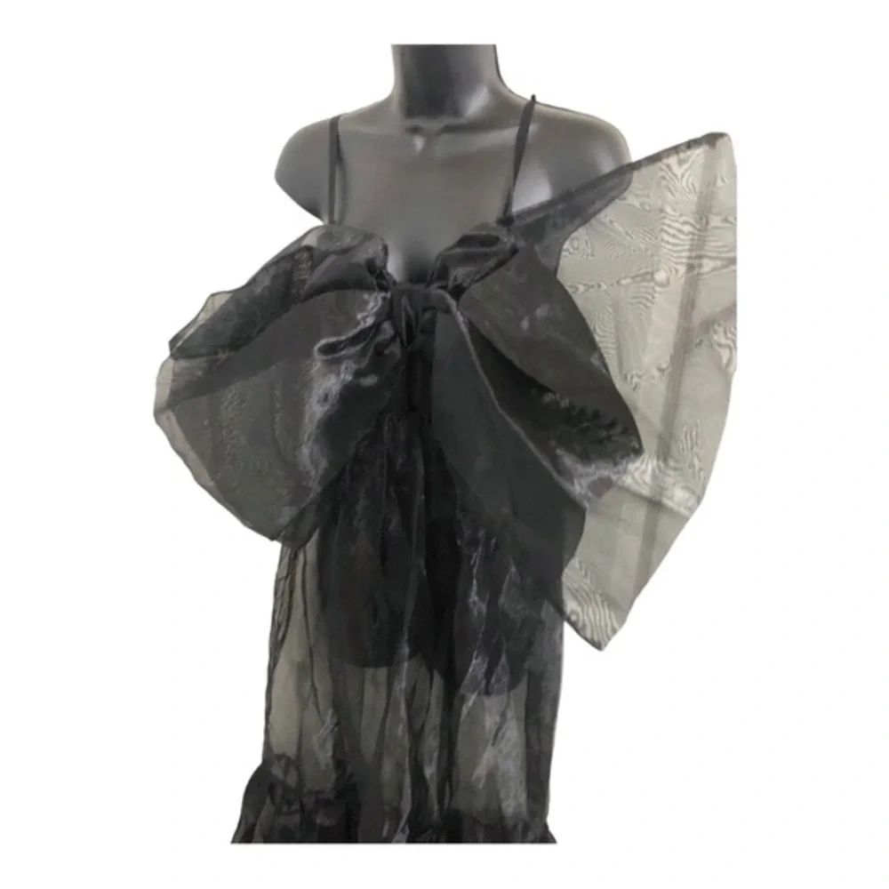 Free People intimately black Someone Say Bows Bodysuit sheer Maxi‎ dress size XS